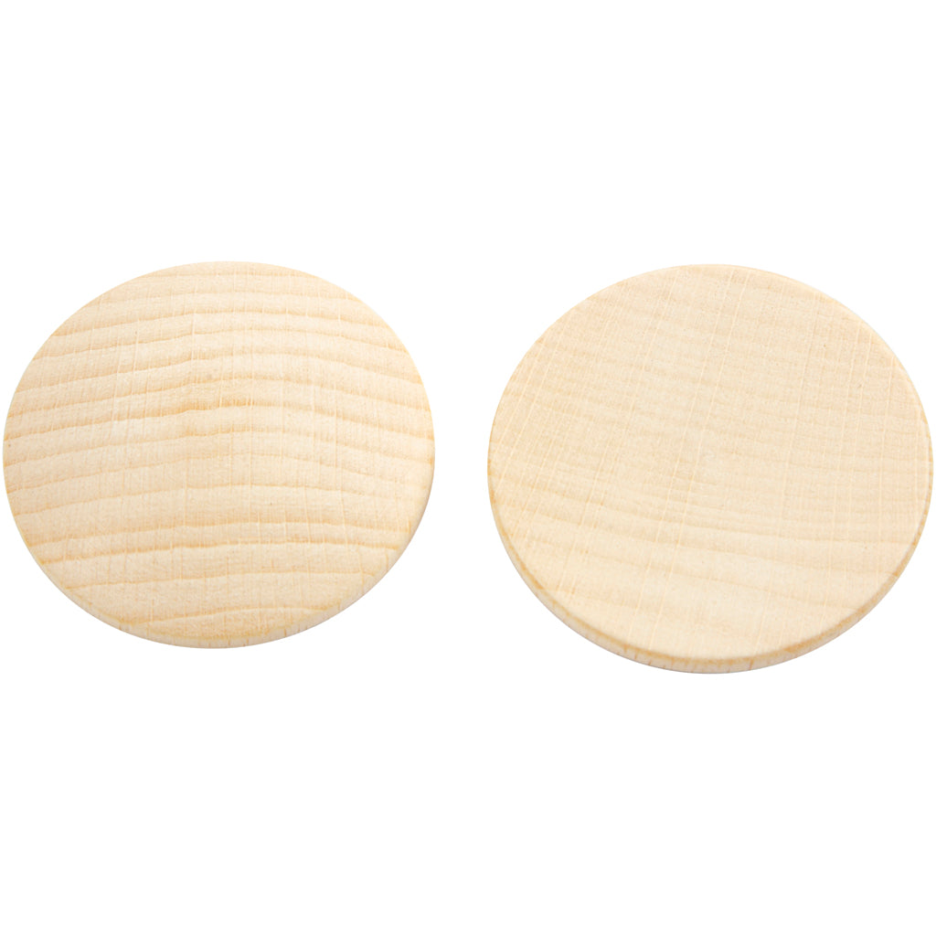 Bottoni in legno Creative Company, d 40 mm, spessore 6 mm, 10 pezzi 1 scatola