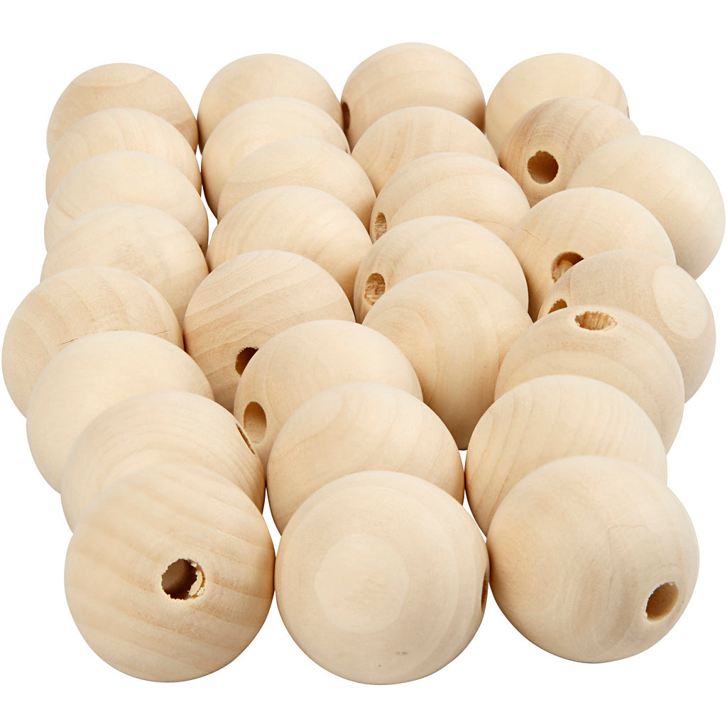 Perlina di legno Creativ Company, d 25 mm, misura del foro 4,5 mm, 100 pezzi 1 scatola