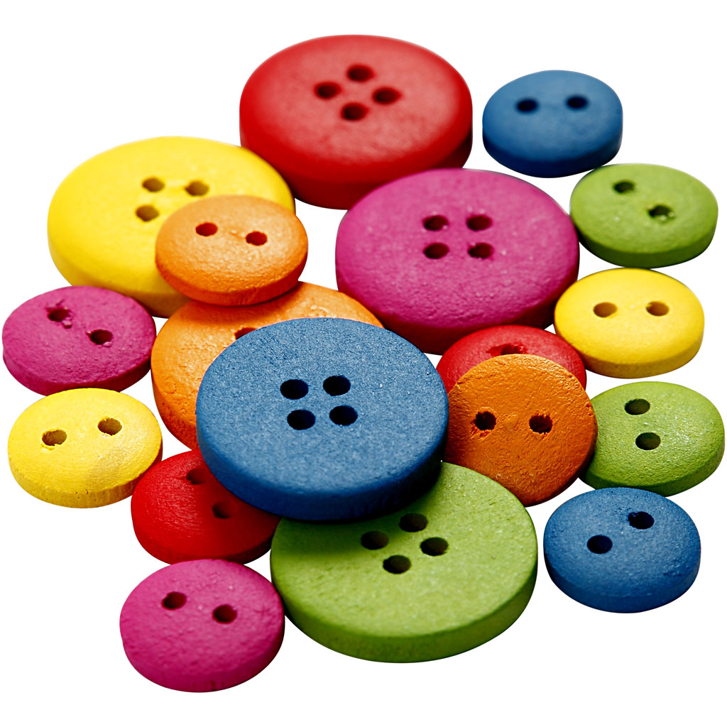 Bottoni in legno Creativ company, d 12-20 mm, 2-4 fori, vari colori, 360 pezzi 1 scatola