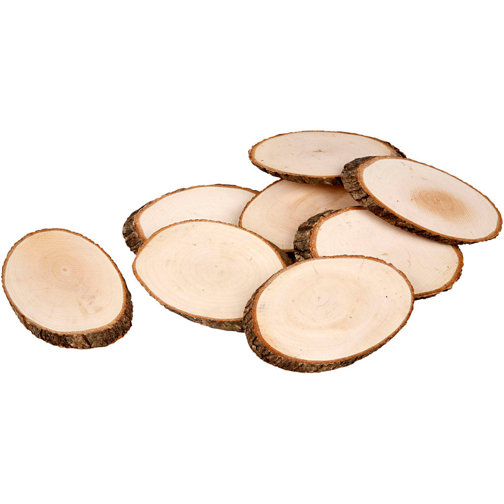 Disco in legno con corteccia Creativ company, misura 11x7,5 cm, spessore 8 mm, 12 pezzi 1 scatola