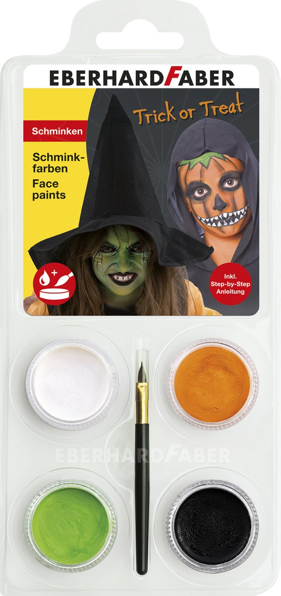 Set truccabimbi Eberhard faber - strega zucca - bianco, arancione, verde, nero - ef-579029