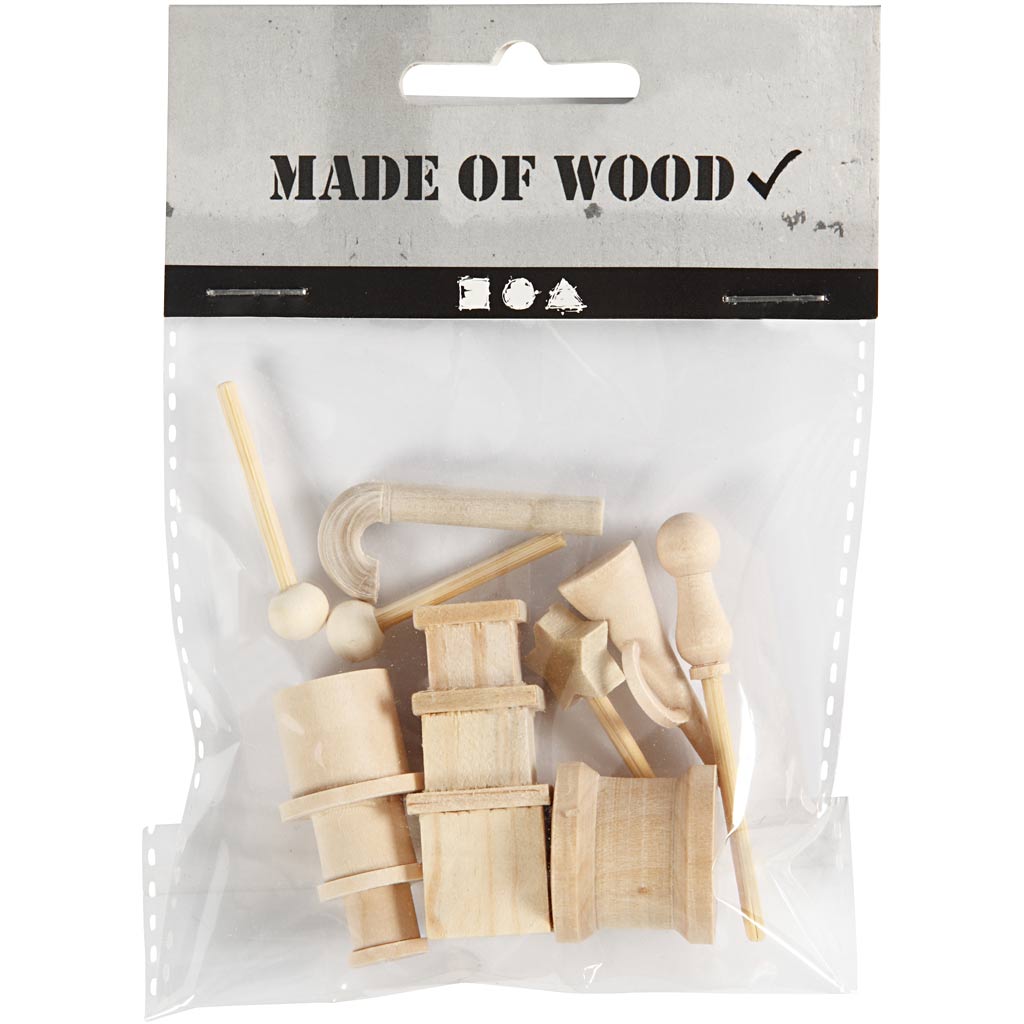 Creativ Company Small Wooden Accessories for Decoration Set, 13dlg.