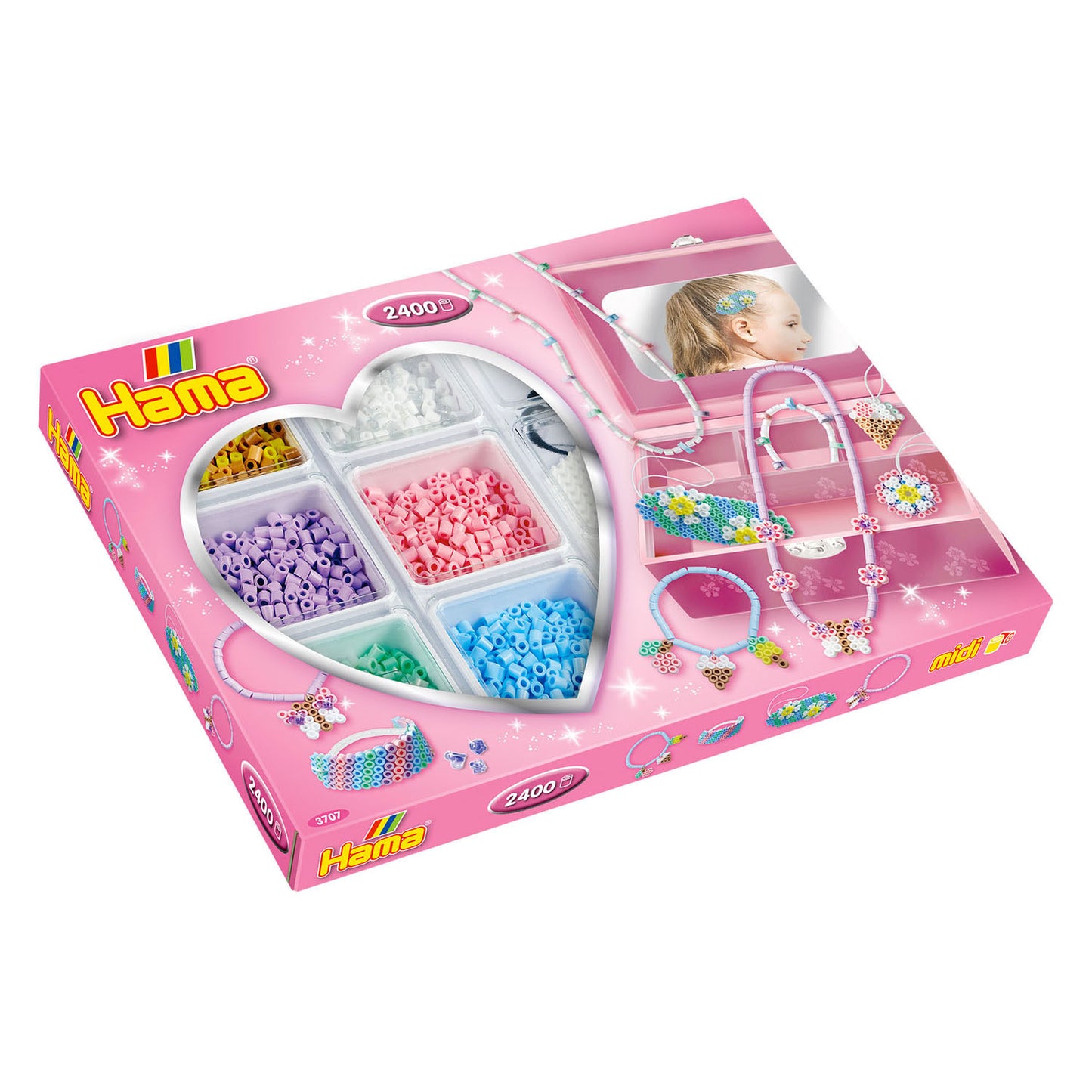 I gioielli set di perline da stiro Hama rendono il rosa, 2400 °.