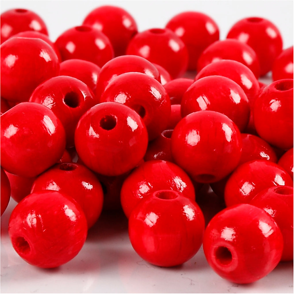 Perline di legno dell'azienda Creativ, d 12 mm, misura del buco 3 mm, ca. 40 pezzi, rosso, 22 g 1 scatola