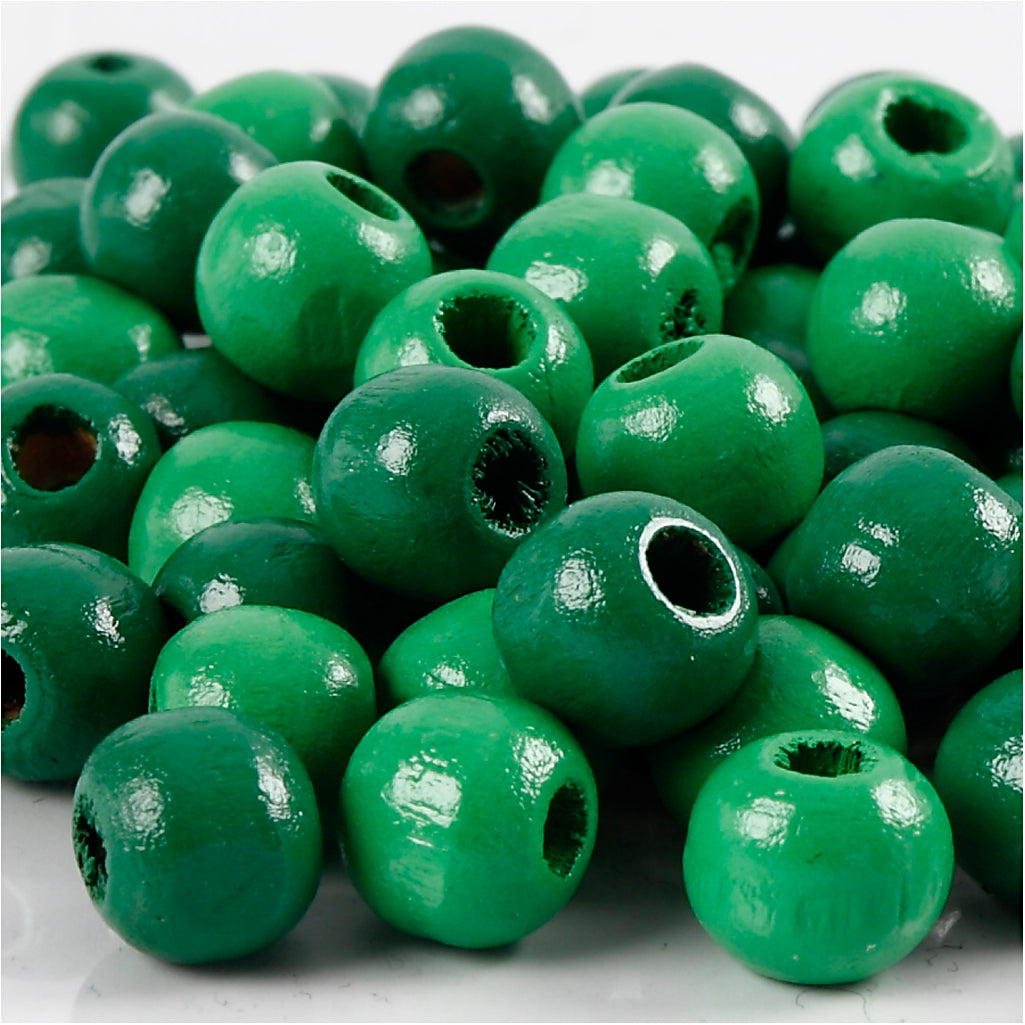 Perline di legno dell'azienda Creativ, d 10 mm, misura del buco 3 mm, ca. 70 pezzi, verde, 20 g 1 scatola