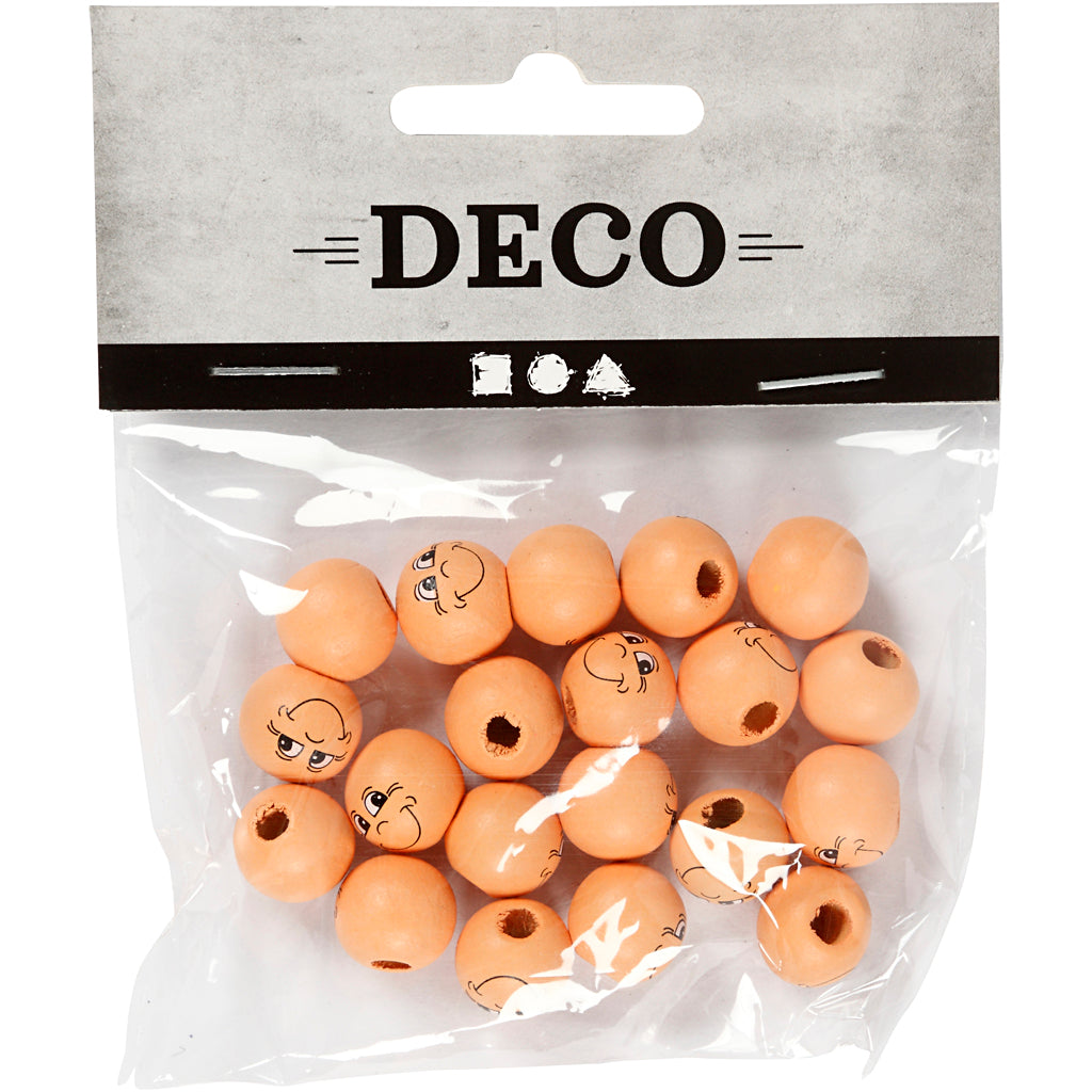 Creativ company bolas de madera con caras, d 12 mm, beige claro, 20 piezas 1 caja