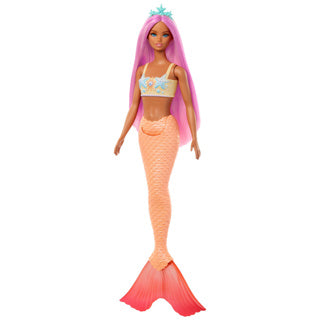 Mattel Mermaid Pop con cabello rosado y cola de naranja suave