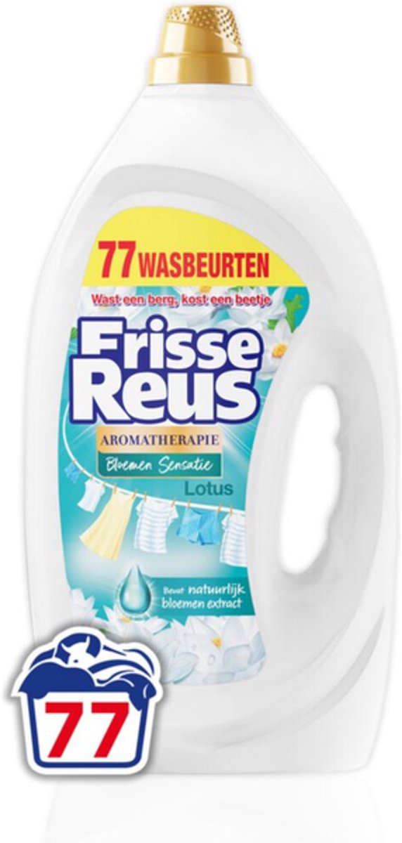 Frisse reus gel lotus vloeibaar wasmiddel – witte was – grootverpakking - 77 wasbeurten