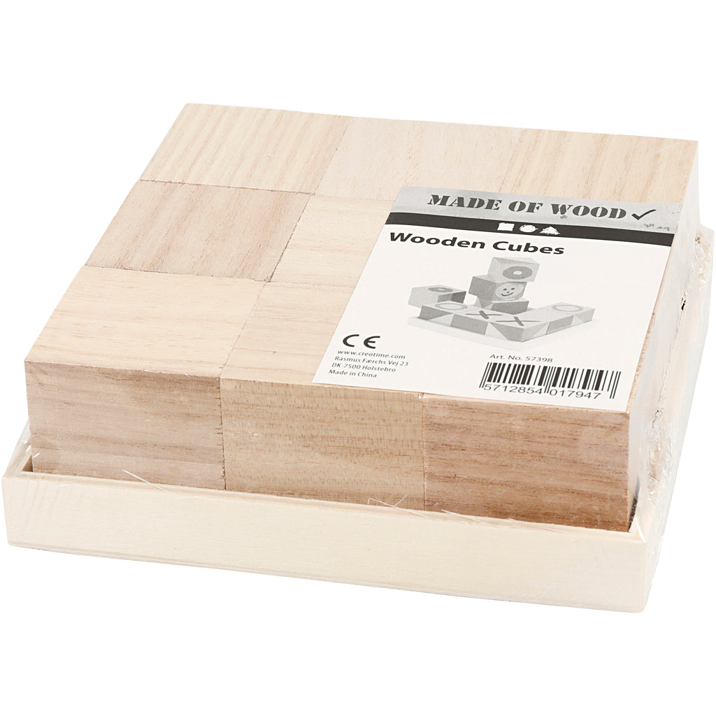 Blocchetti in legno Creativ Company, misura 4x4x4 cm, 9 pezzi, 1 scatola