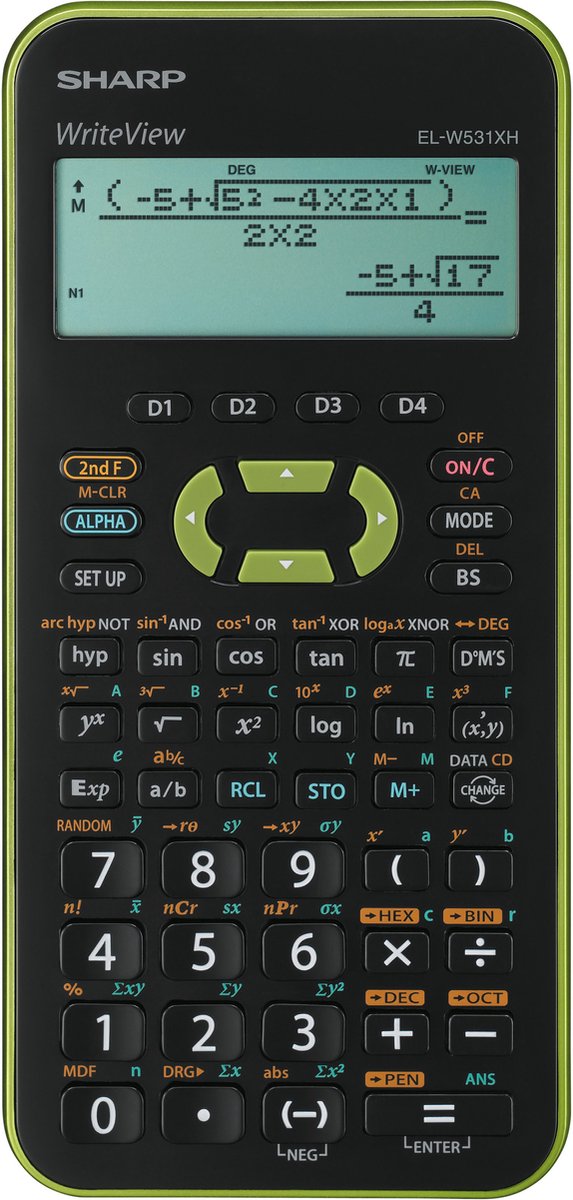 Calcolatrice scientifica Sharp - elw531xhgr - nero verde - 1x batteria aaa - sh-elw531xhgr