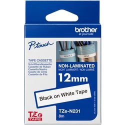 Nastro per etichette Brother tzen231 nero su bianco 8000 m