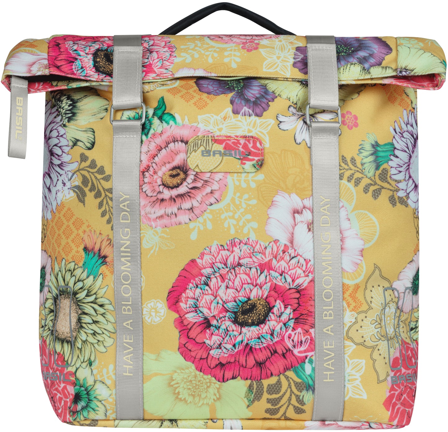 Sacca per biciclette a doppia bicicletta del campo di fioritura di basilico, impermeabile, giallo miele, 35L