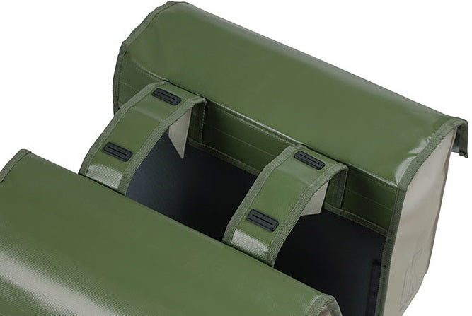 Boba de bicicleta doble de carga urbana de albahaca - poliéster de lona impermeable - arena verde - 48-53L