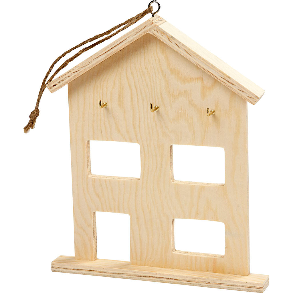 Gabinete de llave de madera con 3 ganchos