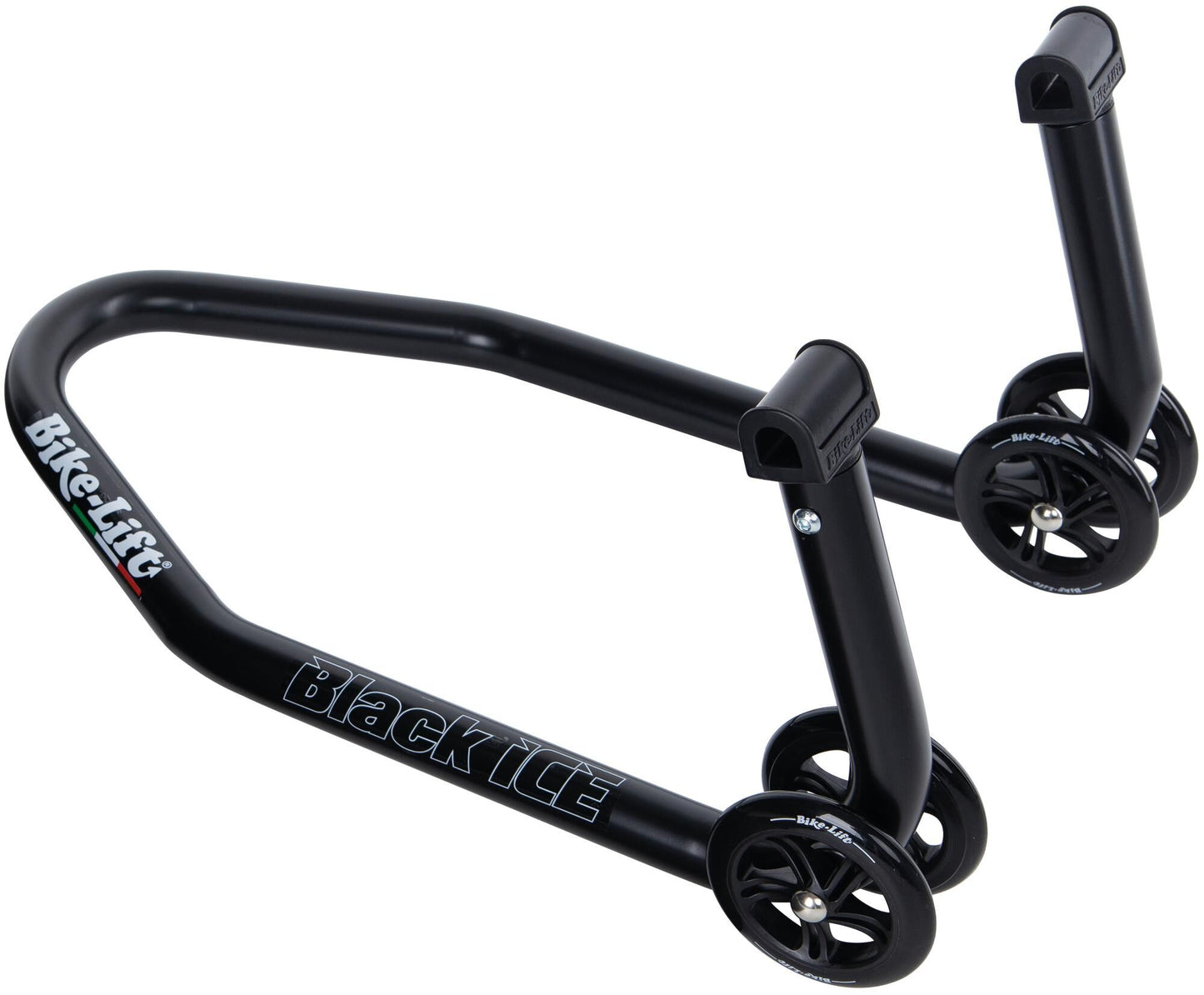 Prueba de montaje del caballete elevador para bicicletas Black Ice bi-fs. frente a la universidad hielo negro