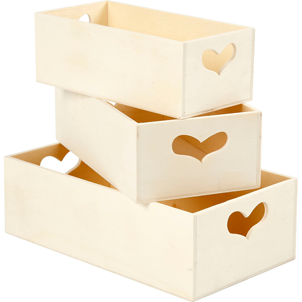 Cajas de almacenamiento Creativ company, h: 6,3+5,8+5,5 cm, l: 20,5+18+15,8 cm, ancho: 11,5+9,8+7,8 cm, 3 piezas 1 juego
