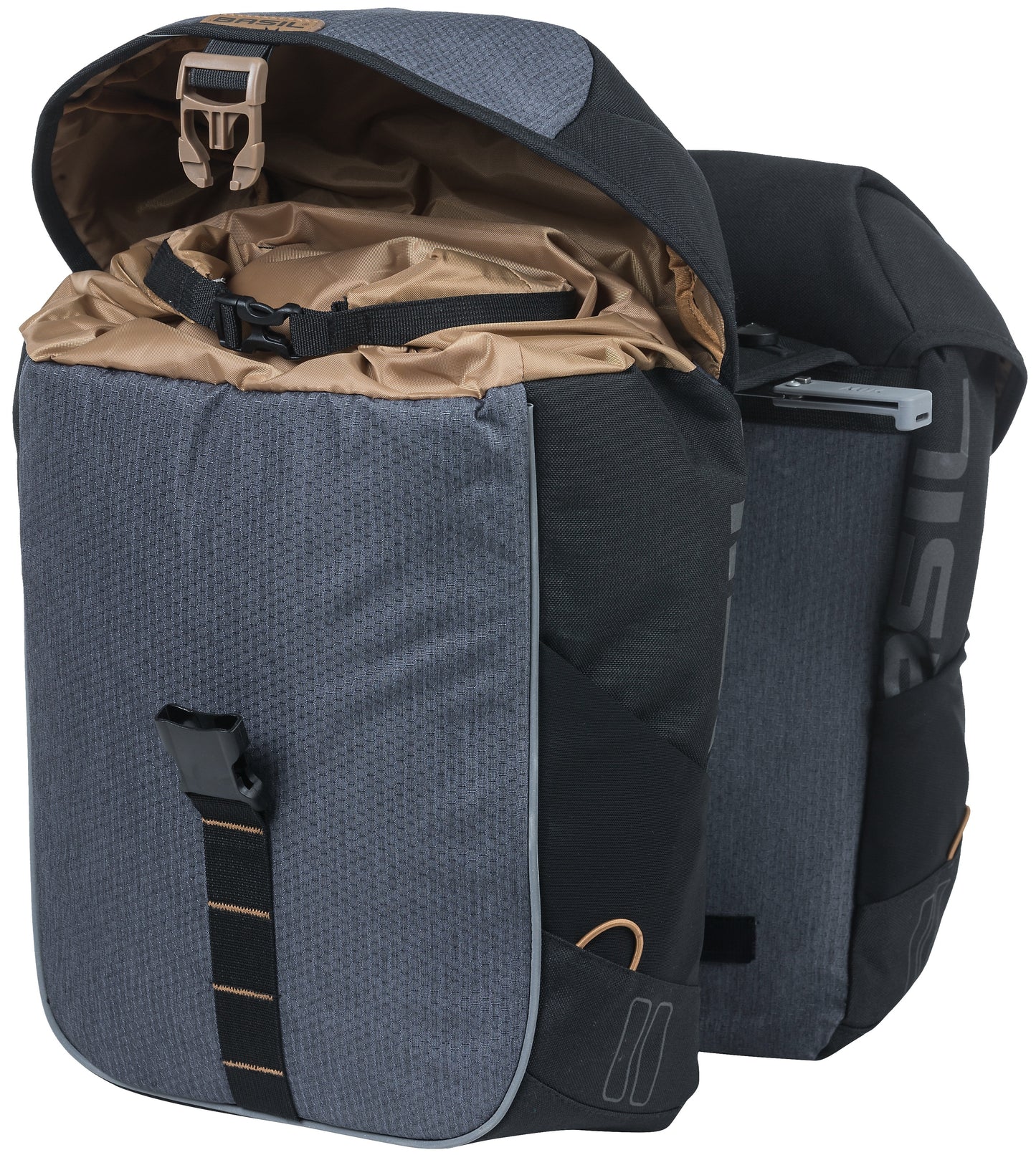 Basil Miles Double Bag - Dubbele fietstas, unisex, sportief, 34L, waterdicht, zwart