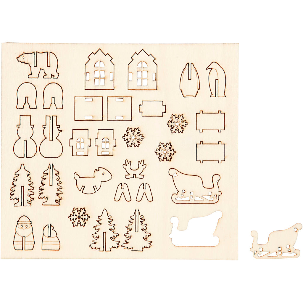 Creativ company figuras de madera para manualidades, Navidad, largo: 15,5 cm, ancho: 17 cm, grosor 3 mm, 1 caja