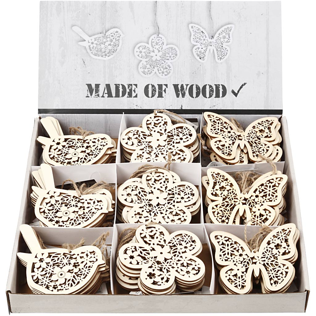 Creativ Company Figuras de madera Flower and Bird, 90 °.