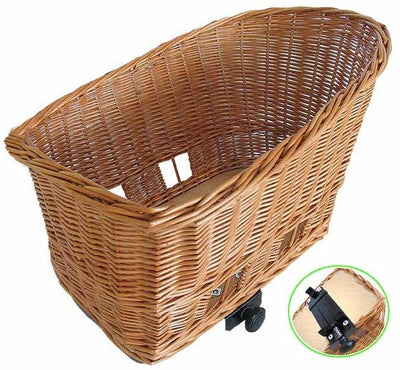 Albahaca pasja - cesta de bicicleta para perros - grande - 50 cm - cesta trasera - natural