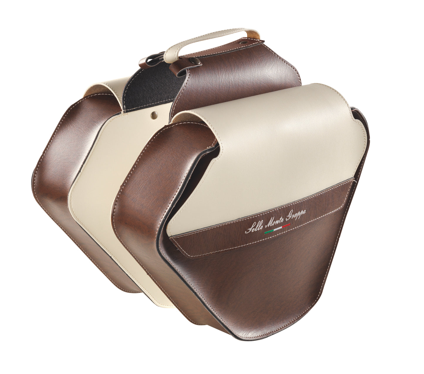 Monte Grappa Bolso doble bicicleta Fashion cuero marrón crema