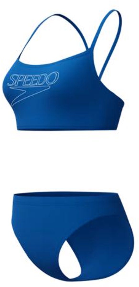 Speedo endurance logo thin strap 2 piece dames sportbadpak - blauw wit