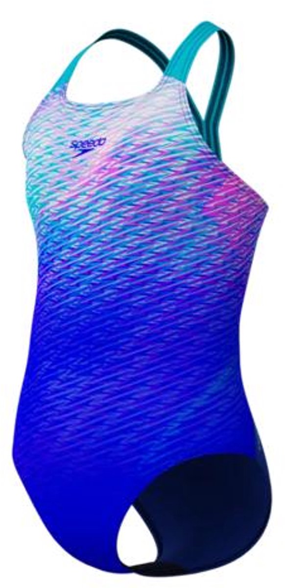 Speedo print powerback meisjes sportbadpak -blauw turquoise
