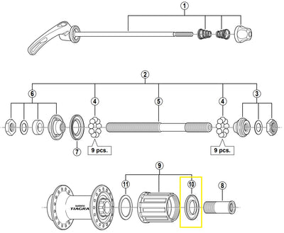 Cappuccio in tessuto Shimano sul FH-4500 destro