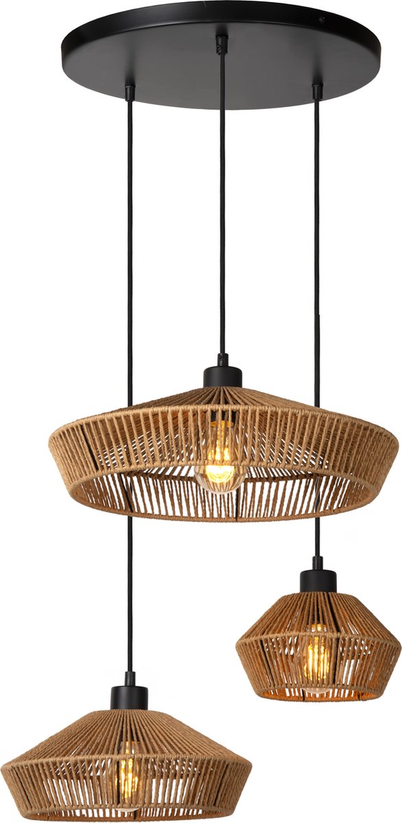 Lucide yunkai - hanglamp - ø 60 cm - 3xe27 - naturel - japandi