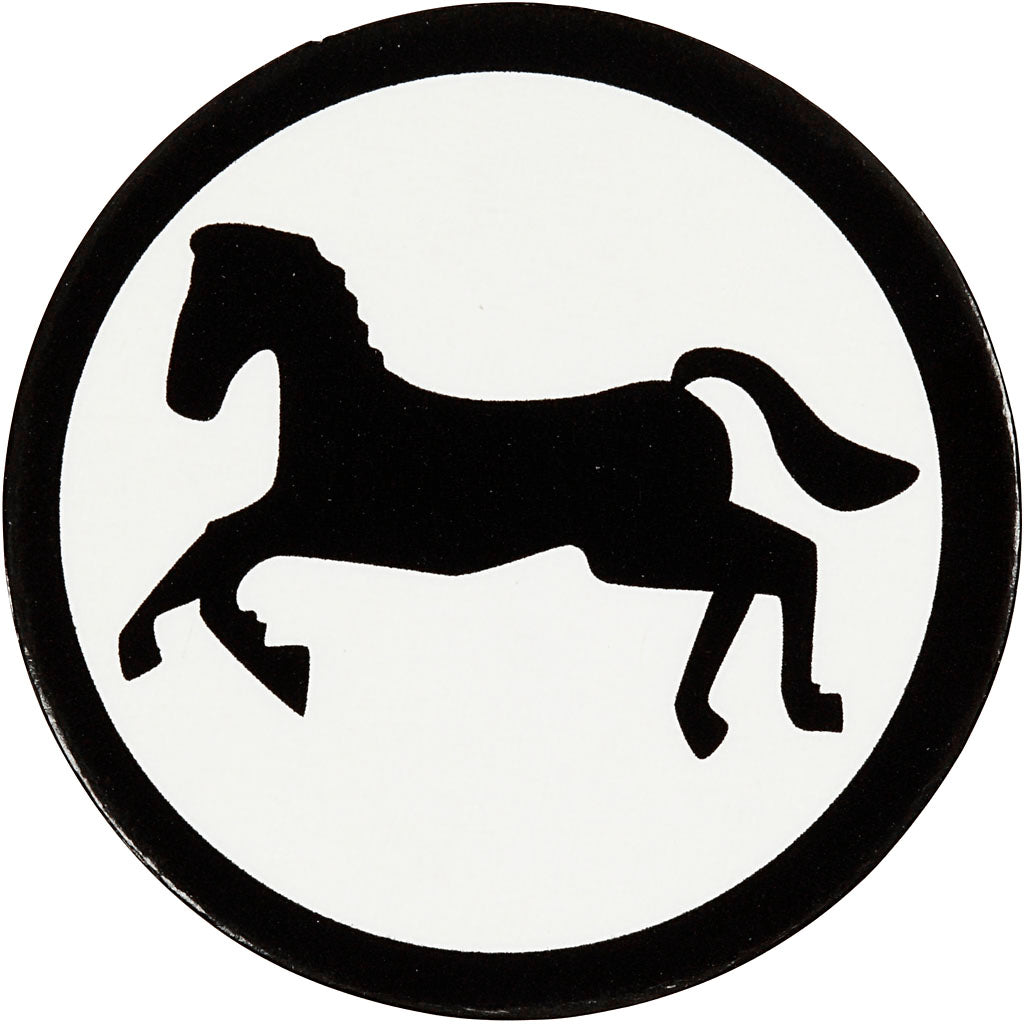 Etichetta aziendale Creativ, cavallo, d 25 mm, bianco nero, 20 pezzi 1 scatola