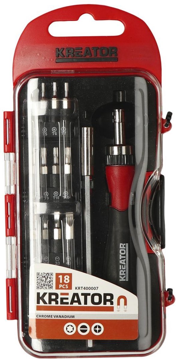 Kreator - utensili manuali - krt400007 - set cacciaviti a cricchetto - 18 pz.