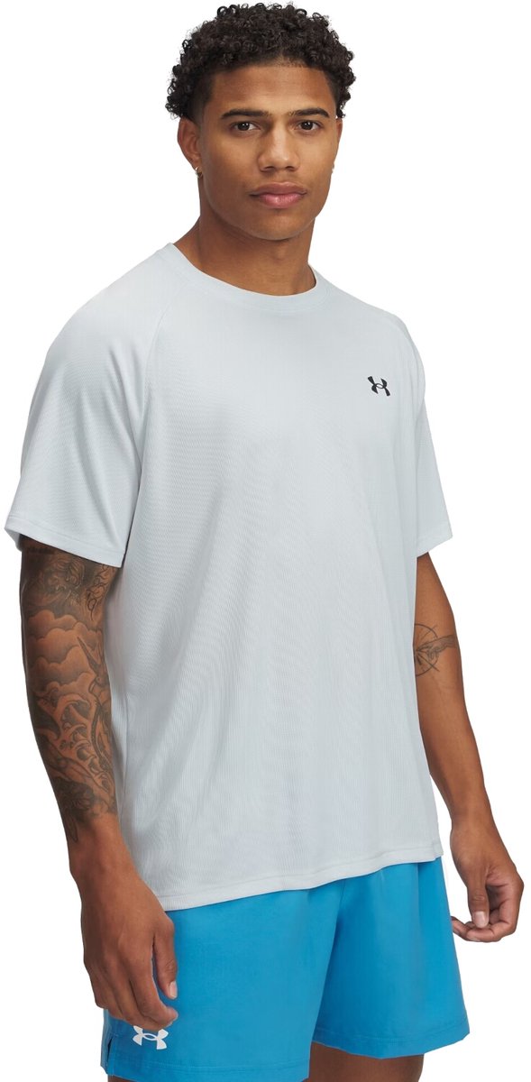 Maglia sportiva Under Armour UA Tech Texture Red SS-Gry da uomo - Grigio distante - Nero