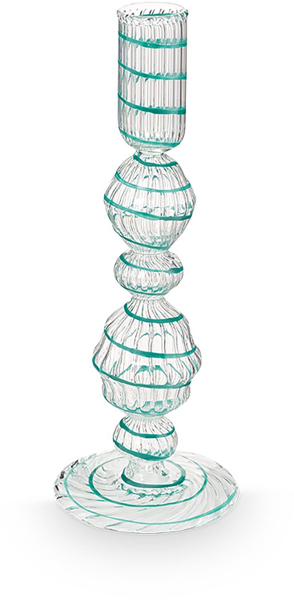 Pip studio - candelabro - accesorios para el hogar - candelabro azul claro - remolino de vidrio - 22cm