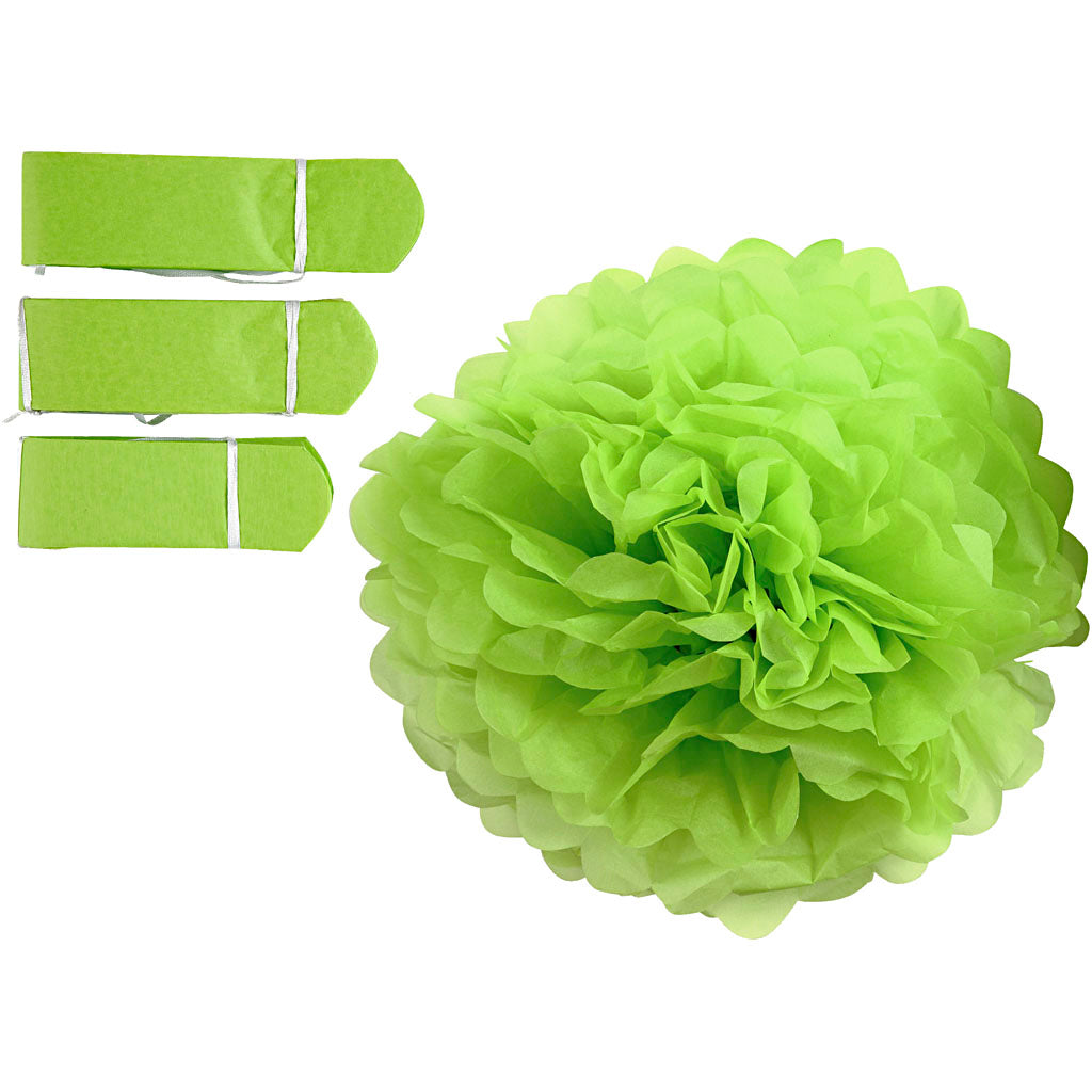 Pompon di carta Creative Company, d 20+24+30 cm, 16 g, verde lime, 3 pezzi 1 scatola