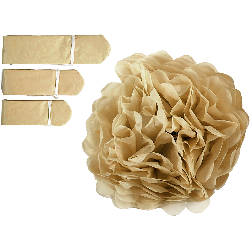 Pompon di carta Creative Company, d 20+24+30 cm, 16 g, oro, 3 pezzi 1 scatola