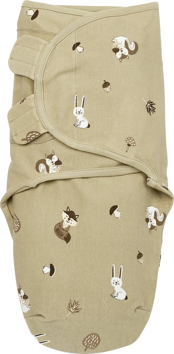Meyco baby forest animals swaddle inbakerdoek - sand - 4-6 maanden - 1.0 tog