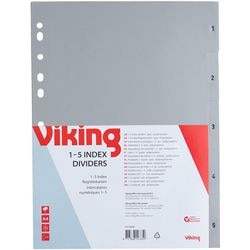 Kunstofregister 1-5 od pp a4 120 micron 5-delig grijs