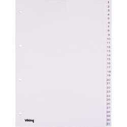 Tabbladen office depot pp a4 120micron wit 1-31 4 gaten