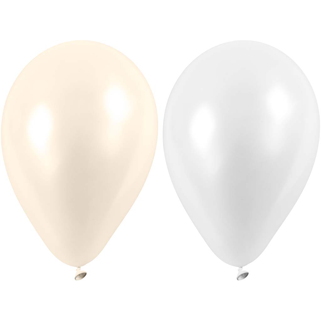 Globos Creativ Company, redondos, d 23 cm, blanco, nácar, 10 piezas 1 caja
