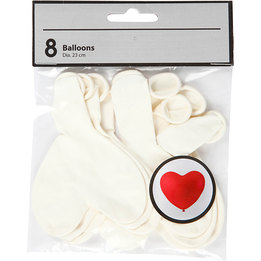 Globos de empresa Creativ, corazón, blanco, 8 piezas 1 caja