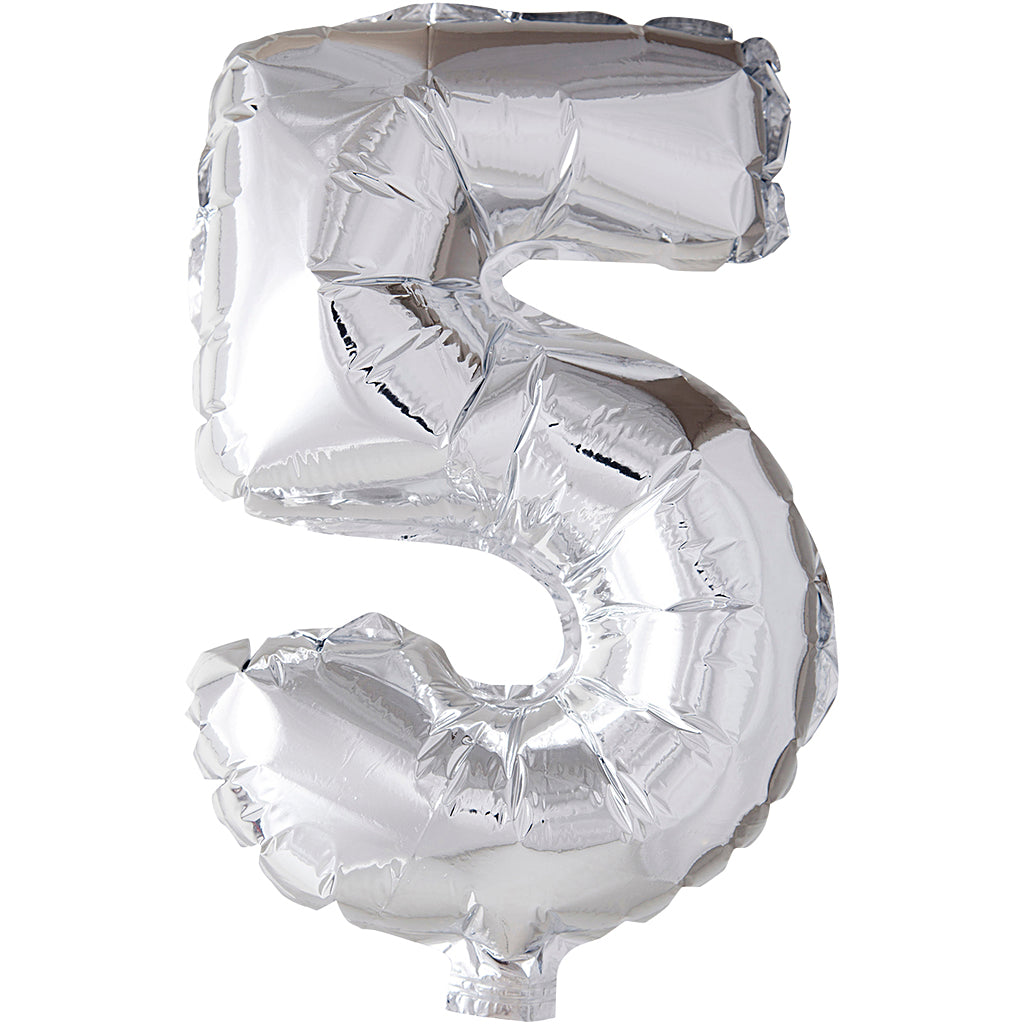 Palloncino foil Creative Company, 5, h: 41 cm, argento, 1 pezzo