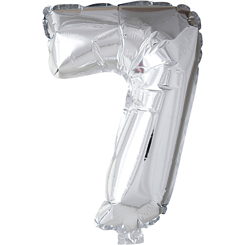 Palloncino foil Creative Company, 7, h: 41 cm, argento, 1 pezzo