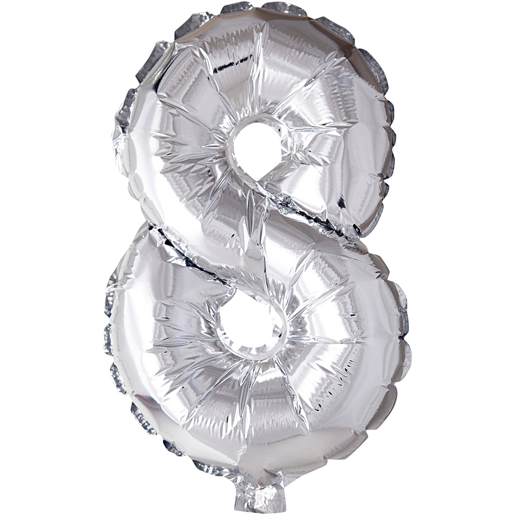 Globo metalizado Creativ Company, 8, h: 41 cm, plateado, 1 unidad