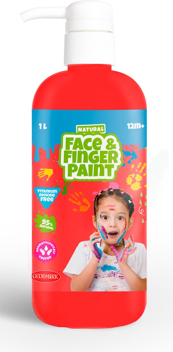 Bottiglia di fingerpaint del viso naturale Boti con pompa rossa, 1L