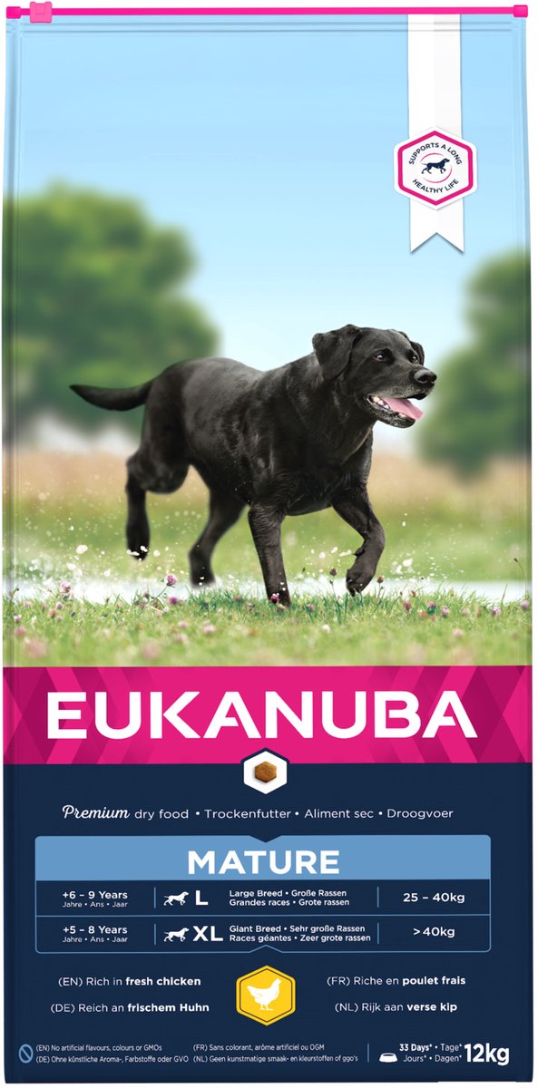 Eukanuba cane maturo senior - razza grande - pollo - cibo per cani - 12 kg