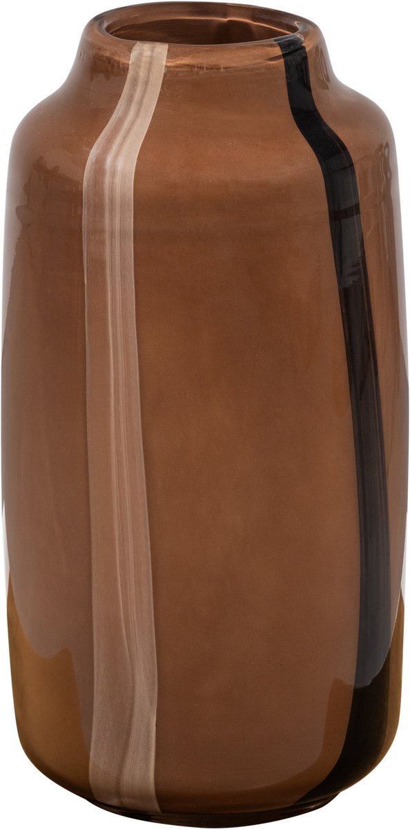 Jarrón Woood Selena con decoración de rayas - vidrio - marrón - 35x18x18 cm