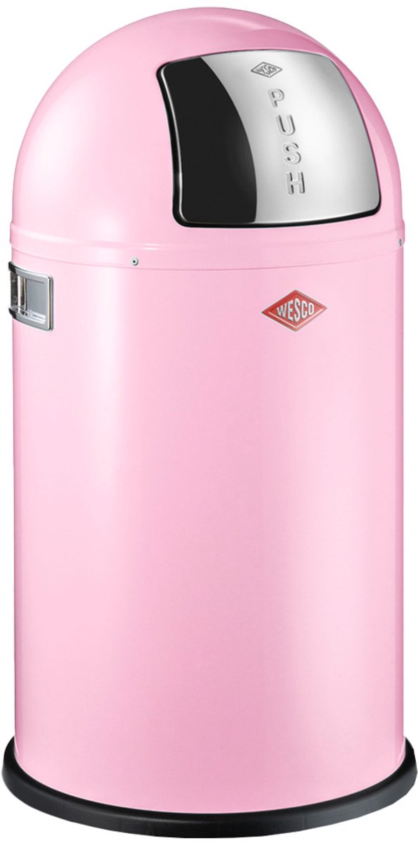Wesco pushboy junior prullenbak | 22 liter | metaal - roze | vuilnisbak - made in germany