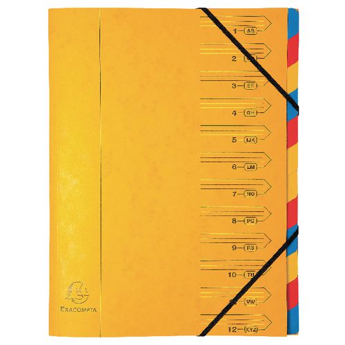 Cartella di smistamento 54129e exacompta 12 scomparti gialla