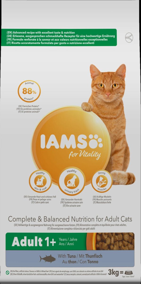 Iams gato adulto atún 3 kg