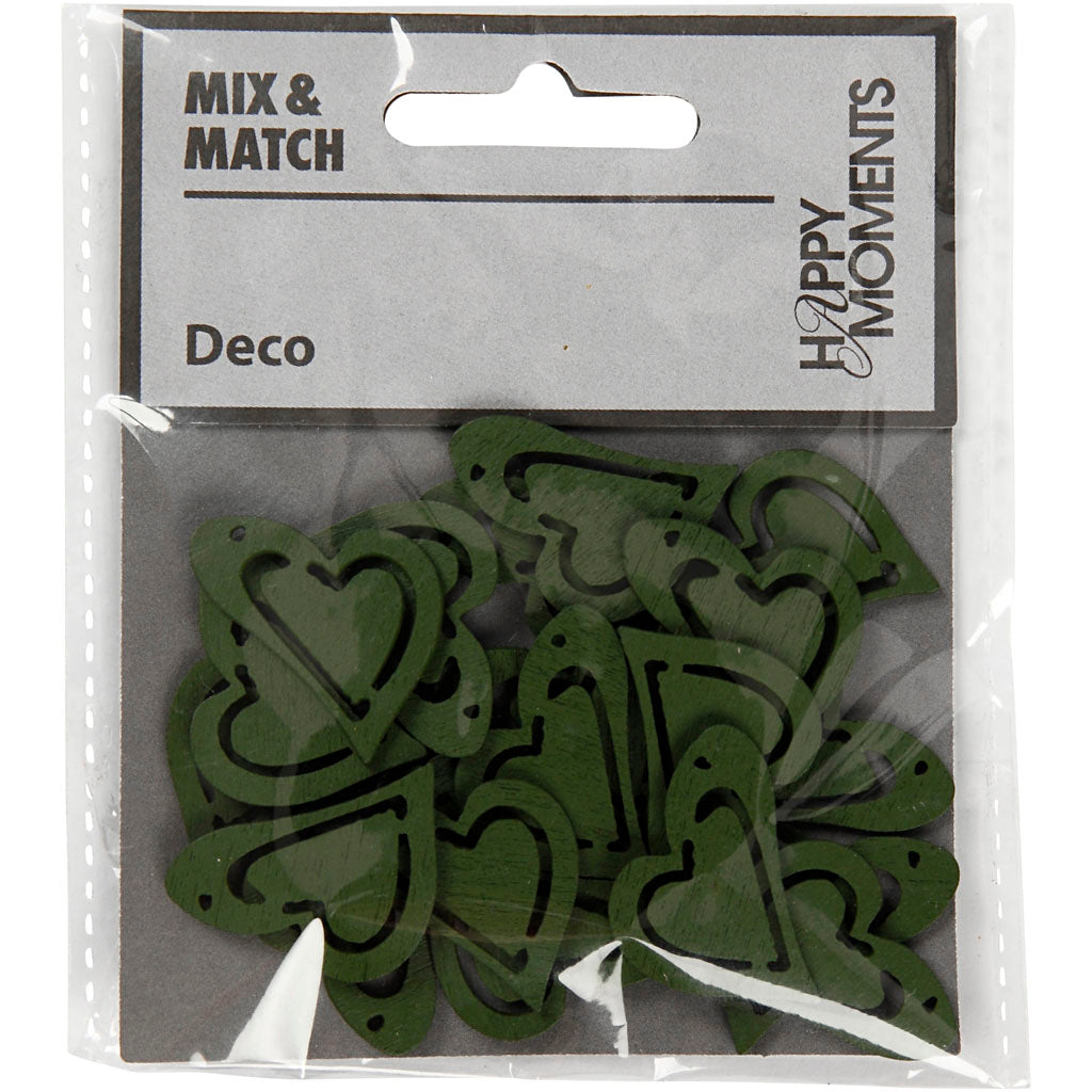 Corazón de empresa Creativ, dimensiones 25x22 mm, grosor 1,7 mm, verde oscuro, 20 piezas 1 caja